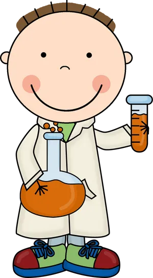 Cartoon Scientist Holding Test Tube PNG Image