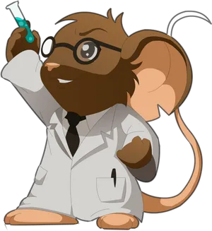 Cartoon Scientist Mouse Holding Test Tube PNG Image