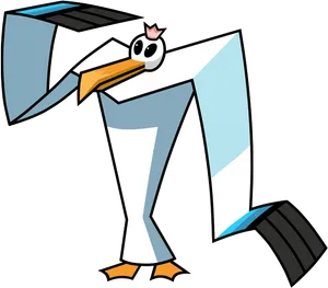 Cartoon Seagull Stylized Graphic PNG Image