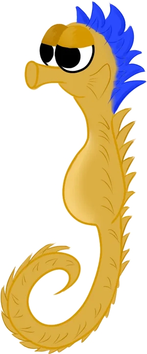 Cartoon Seahorsewith Blue Mohawk PNG Image