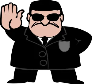 Cartoon Security Agent Gesture PNG Image