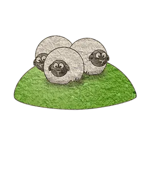 Cartoon Sheep On Green Hill PNG Image