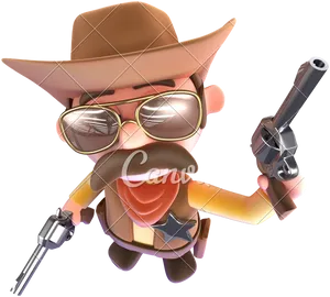 Cartoon Sheriff With Guns PNG Image