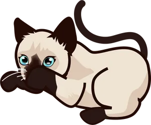 Cartoon Siamese Cat Illustration PNG Image