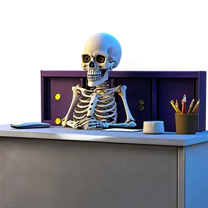 Cartoon Skeleton At Desk Png 06262024 PNG Image