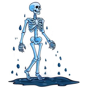 Cartoon Skeleton In Rain Png Fde PNG Image