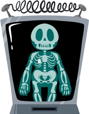 Cartoon Skeleton Xray Machine PNG Image