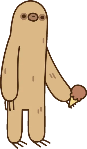 Cartoon Sloth Holding Ice Cream PNG Image