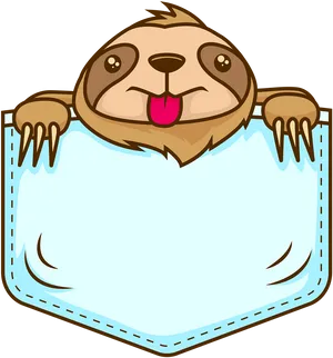 Cartoon Sloth Pocket Design PNG Image