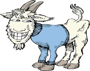 Cartoon Smiling Goat Illustration PNG Image