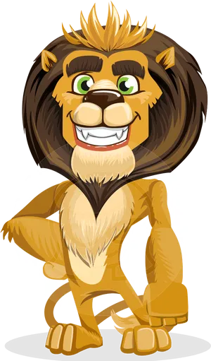 Cartoon Smiling Lion Character PNG Image