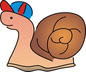 Cartoon Snail Wearing Baseball Cap PNG Image