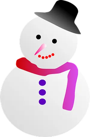 Cartoon Snowmanwith Hatand Scarf PNG Image