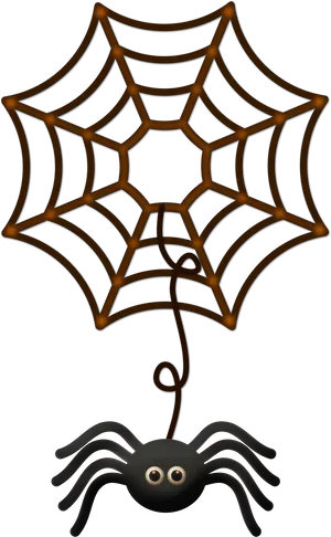 Cartoon Spiderand Web PNG Image