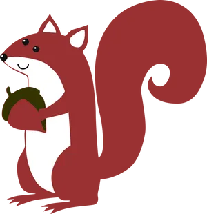 Cartoon Squirrel Holding Acorn PNG Image