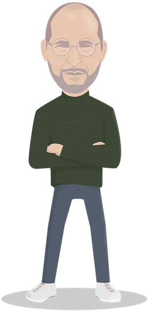 Cartoon Steve Jobs Standing PNG Image