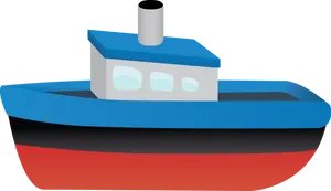 Cartoon Style Colorful Tugboat PNG Image