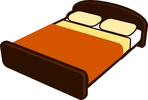 Cartoon Style Double Bed PNG Image