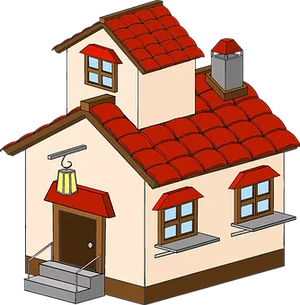 Cartoon Style Residential House PNG Image