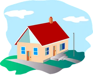 Cartoon Style Suburban House PNG