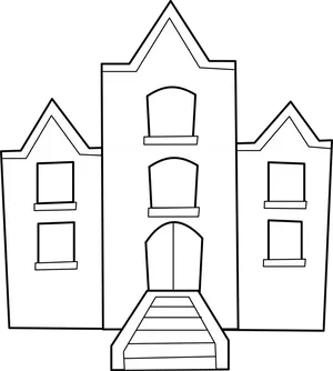Cartoon Style Townhouse Drawing PNG Image