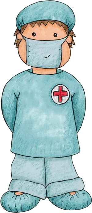 Cartoon Surgeonin Scrubs PNG Image