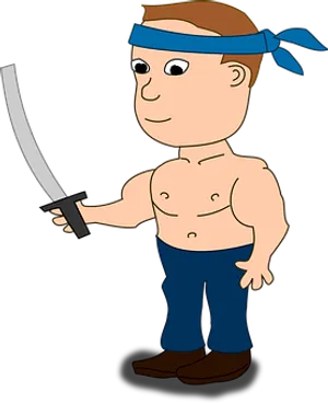 Cartoon Sword Wielding Character PNG Image