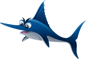 Cartoon Swordfish Illustration PNG Image