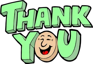 Cartoon Thank You Text PNG Image