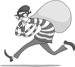 Cartoon Thief Sneaking With Loot.png PNG Image