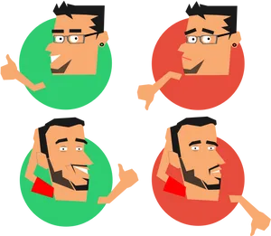 Cartoon Thumbs Upand Down Reactions PNG Image