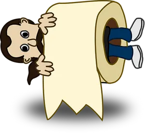 Cartoon Toilet Paper Hugger PNG Image