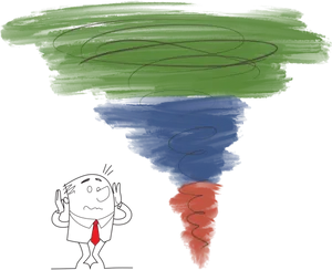 Cartoon Tornado Approaching Man PNG Image