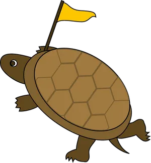 Cartoon Tortoisewith Flag PNG Image