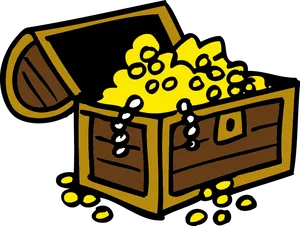 Cartoon Treasure Chest Fullof Gold Coins PNG Image