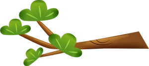 Cartoon Tree Branch Green Leaves PNG Image