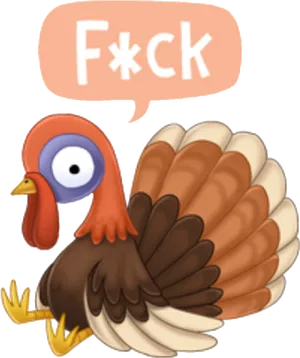 Cartoon Turkey Expletive Bubble PNG Image