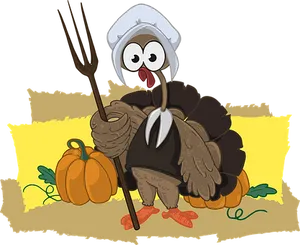 Cartoon Turkeyin Pilgrim Outfit PNG Image