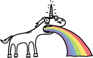 Cartoon Unicorn Rainbow Vomit PNG Image