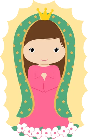 Cartoon Virgin Mary Vector Illustration PNG Image