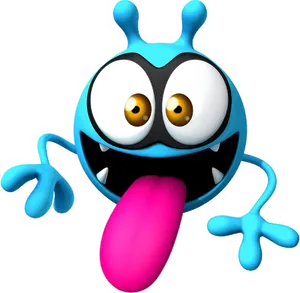 Cartoon Virus Character Sticking Out Tongue PNG Image