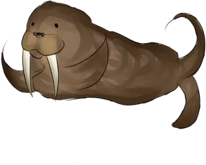 Cartoon Walrus Illustration PNG Image