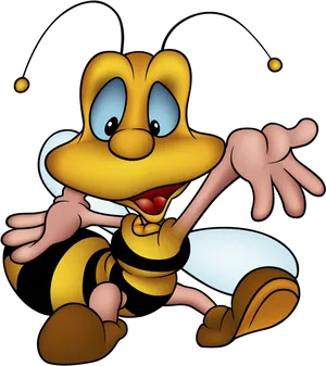 Cartoon Wasp Character Sitting.png PNG Image