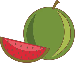 Cartoon Watermelonand Slice PNG Image