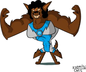 Cartoon Werewolf Superhero Pose PNG Image