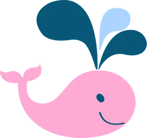 Cartoon Whale Spouting Water PNG