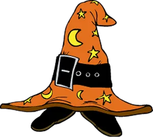 Cartoon Witch Hatwith Starsand Moon PNG Image