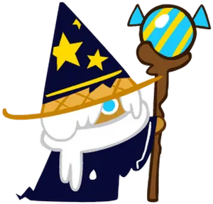 Cartoon Wizardwith Staffand Hat PNG Image