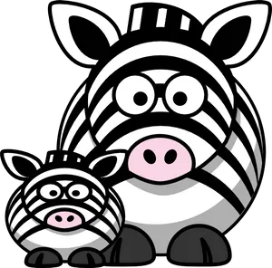 Cartoon Zebraand Baby Zebra PNG Image