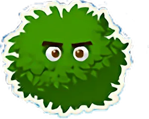 Cartoonish Green Bush With Eyes PNG Image